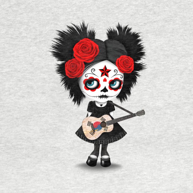 Sugar Skull Girl Playing South Korean Flag Guitar by jeffbartels